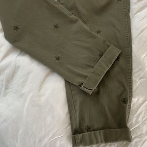 Fun Khaki Green Pants with Embroidered Stars!!!